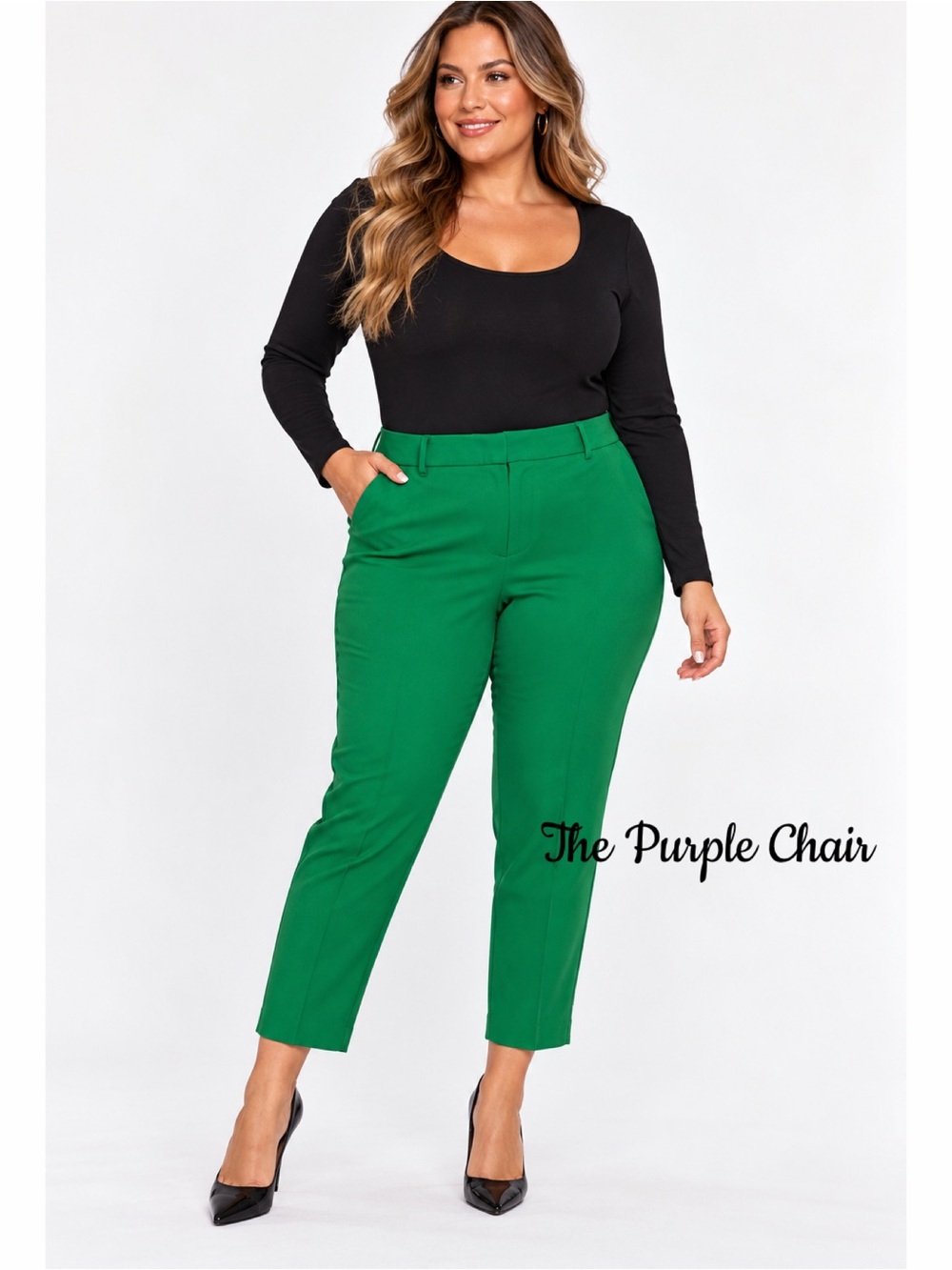 ELOQUII NWT Kady Fit Double Weave Pants *Verdant Green 24R